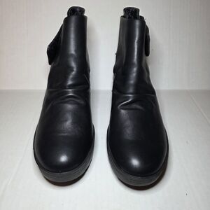 IGI&CO Black Leather High Wedge Strap Booties Boots Women Sz 37EU/7M US
